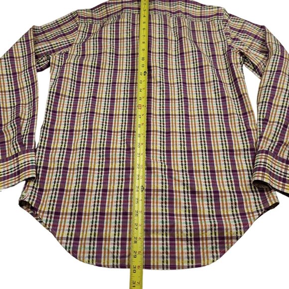 Robert Graham Exclusive Mens S Shirt Flip Cuff Dress Purple Pastel Plaid - Picture 9 of 12